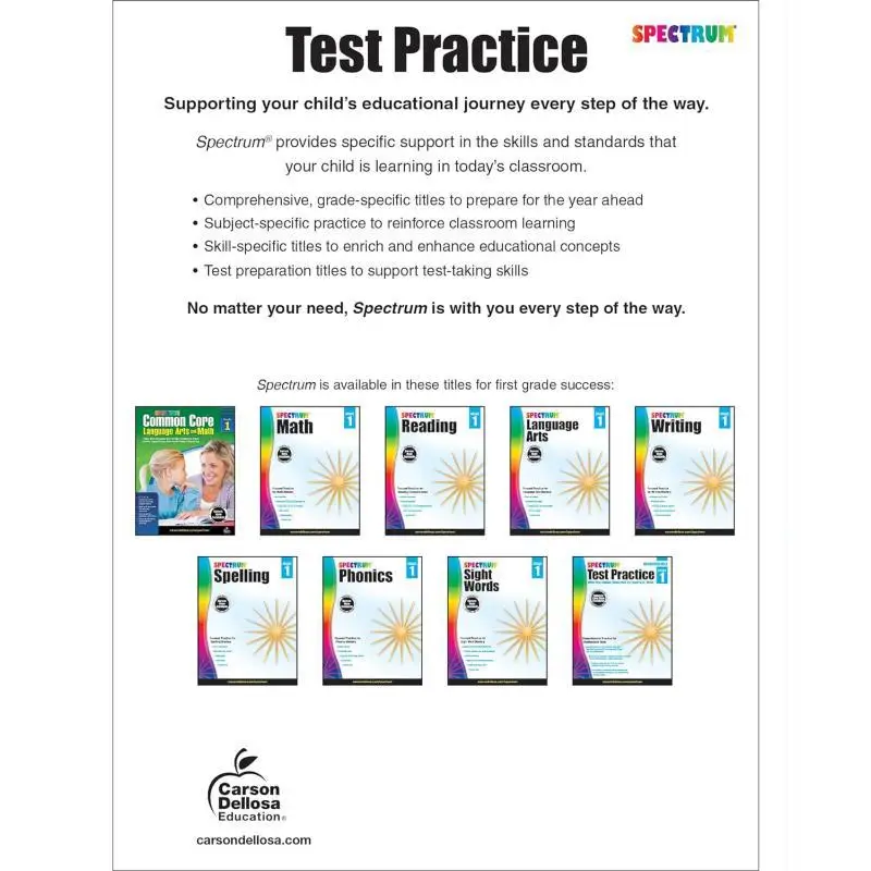 Spectrum Test Practice Grade 1 Carson Dellosa Education Carson Dellosa Education 9781620575932 Book