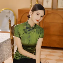 Traditional Plus Size 5XL Clothes Chinese Tops For Women Cheongsam Top Female Flower Elegant Hanfu Blouse Mandarin Collar Shirt