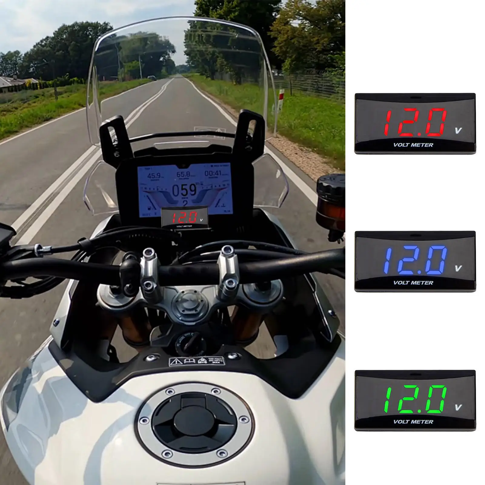ForKOSO XMAX250 300 N-MAX CB 400 CB500X Battery Meter 0-20V LCD Display Small Gauge Electric Digital Battery Monitor