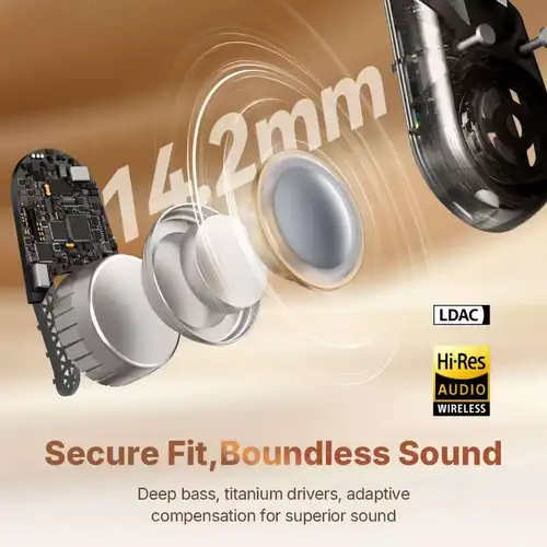 Imagen 2 del producto Edifier A6 auriculares Bluetooth de oreja abierta auriculares con gancho para la oreja Audio inalámbrico de alta resolución IP55 impermeable 40 horas de reproducción Codec LDAC