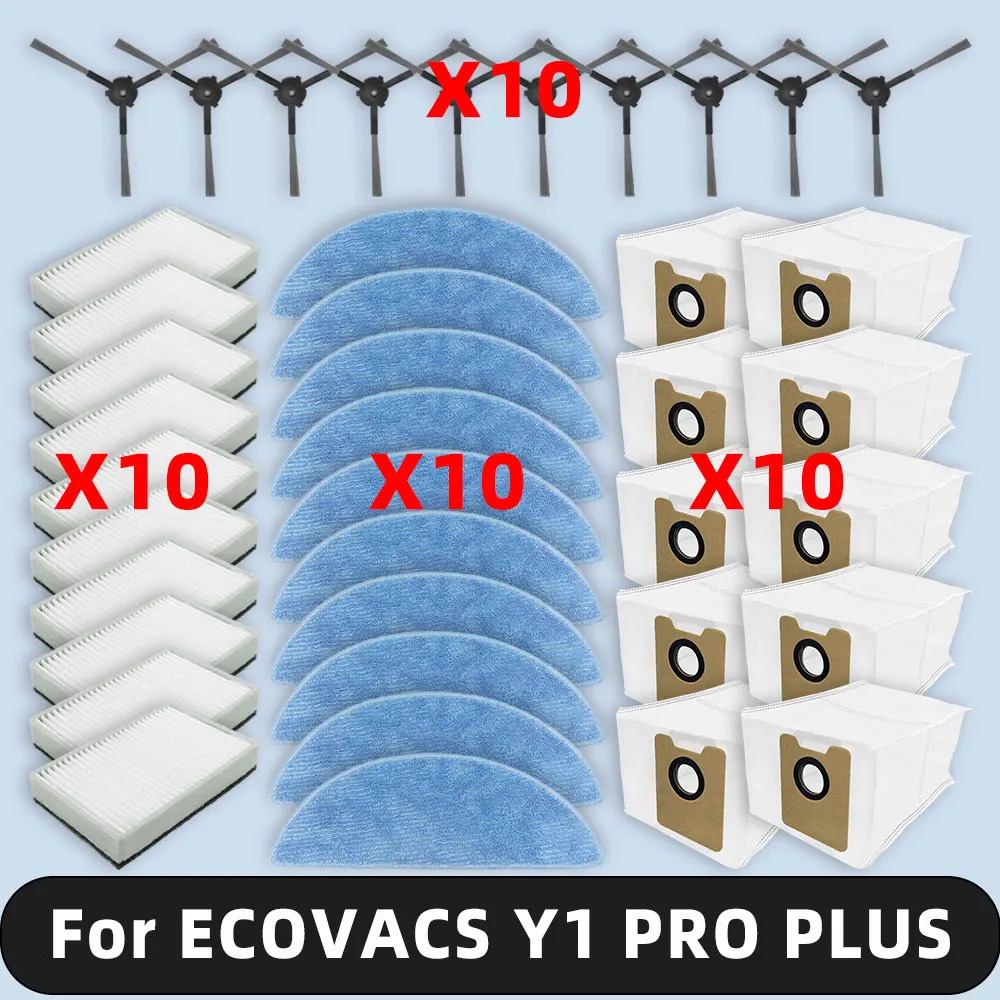 متوافق مع قطع غيار ( ECOVACS YEEDI Y1 PLUS / Y1 PRO PLUS ) فرشاة جانبية مرشح Hepa ممسحة قماش أكياس الغبار الملحقات الاستهلاكية