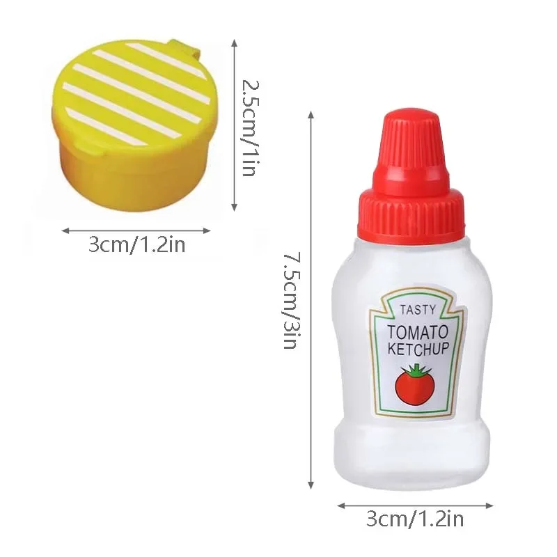 Mini Sauce Bottle Portable Ketcheup Squeeze Bottles Refillable Salad Dressing Container Seasoning Storage Box For Lunch Box