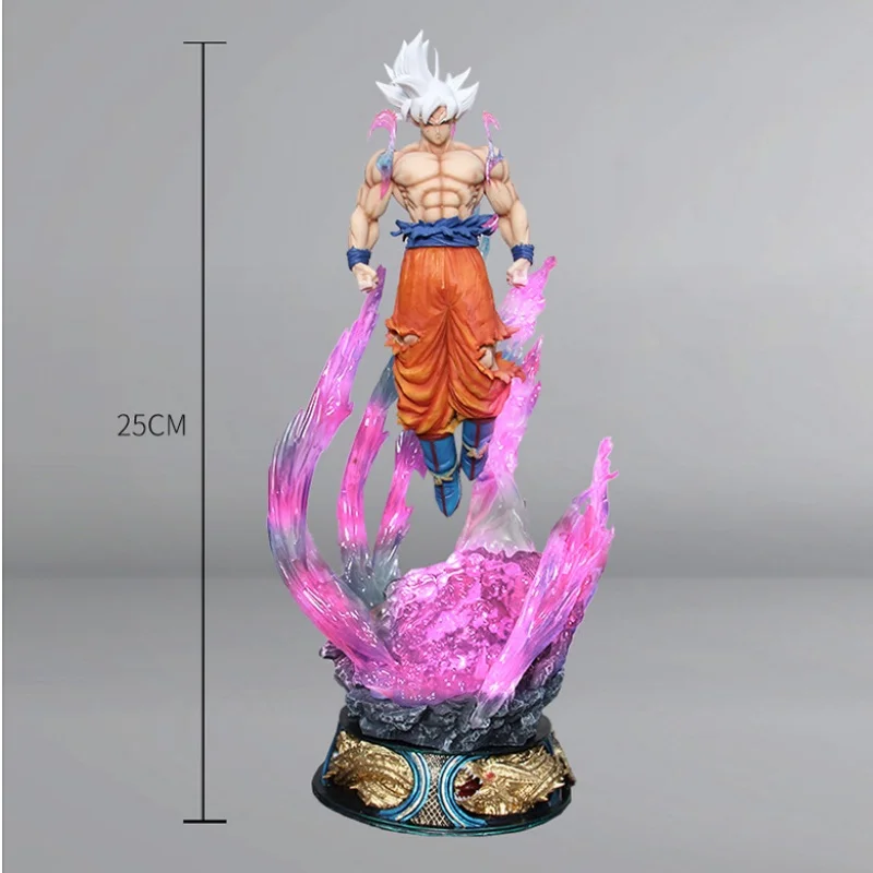 Dragon ball anime figura 25cm son goku ultra instinto super saiyan estatueta estátua de pvc modelo ornamento coleção presente brinquedo