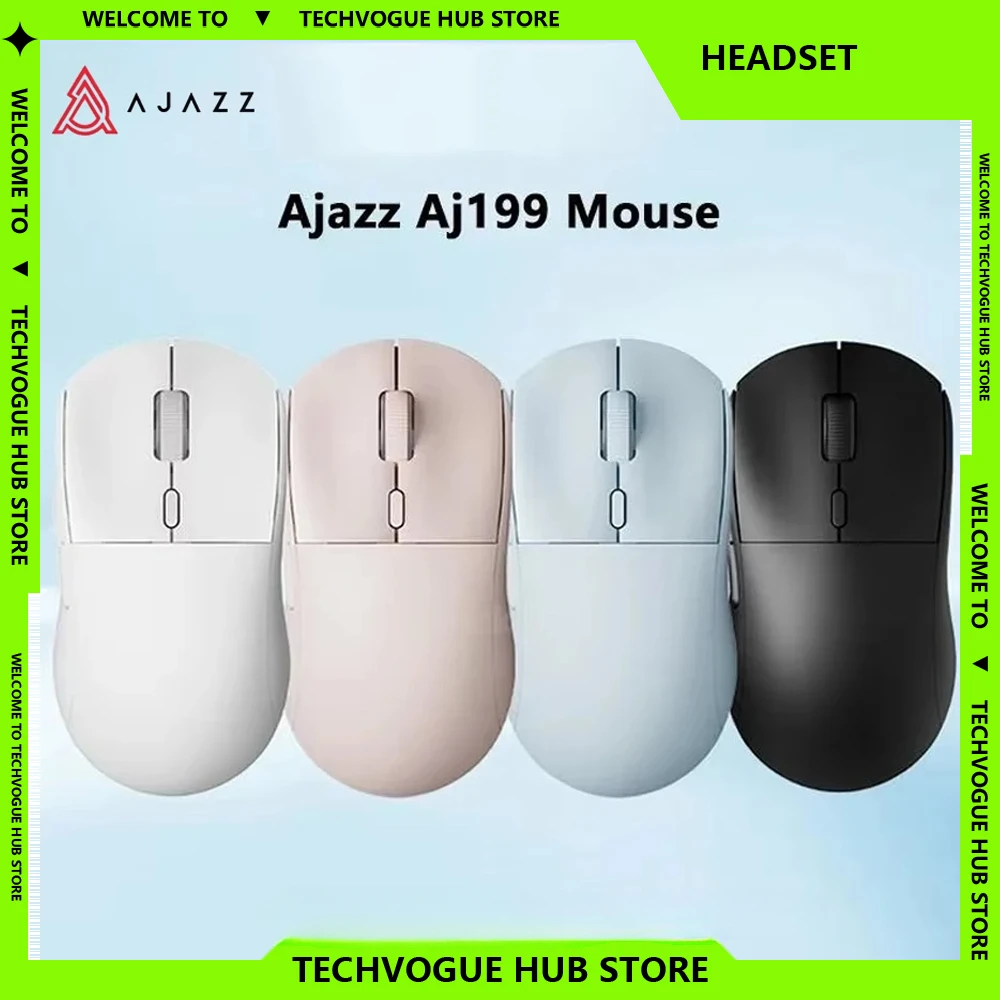 

Новая беспроводная мышь Ajazz Aj199, Двухрежимная, 2,4 ГГц, Type-C, проводная, с сенсором Paw3395, игровая компьютерная мышь, аксессуары для киберспорта, подарки