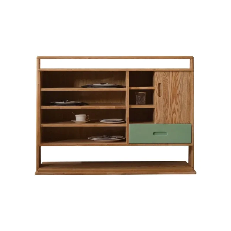 

Small apartment cabinet, grey wood restaurant storage cabinet, L'm solid wood side panel