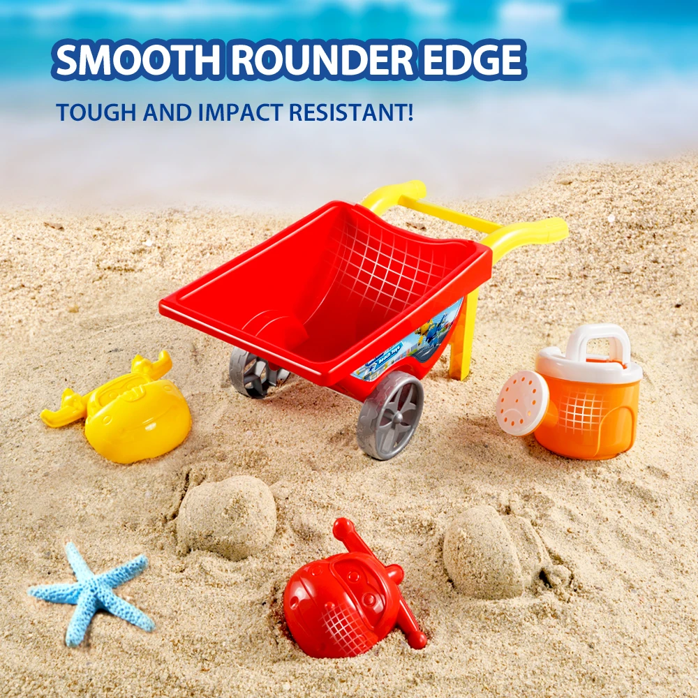 Super Wings Exclusive 6PCS Jett  Summer Beach Set Trolley Buckets Sand Shovel Molds Rake Watering Can Water Play Toys for Kid