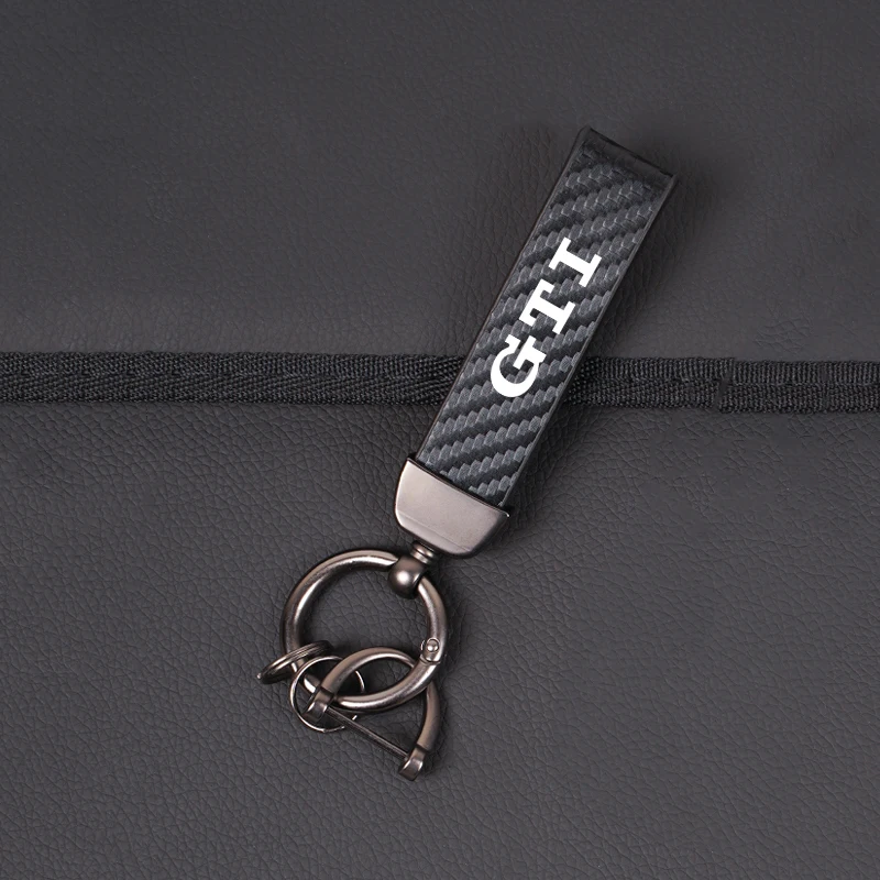 Car Exquisite Carbon Fiber Keychain Auto Styling Custom Key Ring For Volkswagen GTI T-ROC GTD Atlas Tiguan Passat Golf Touareg