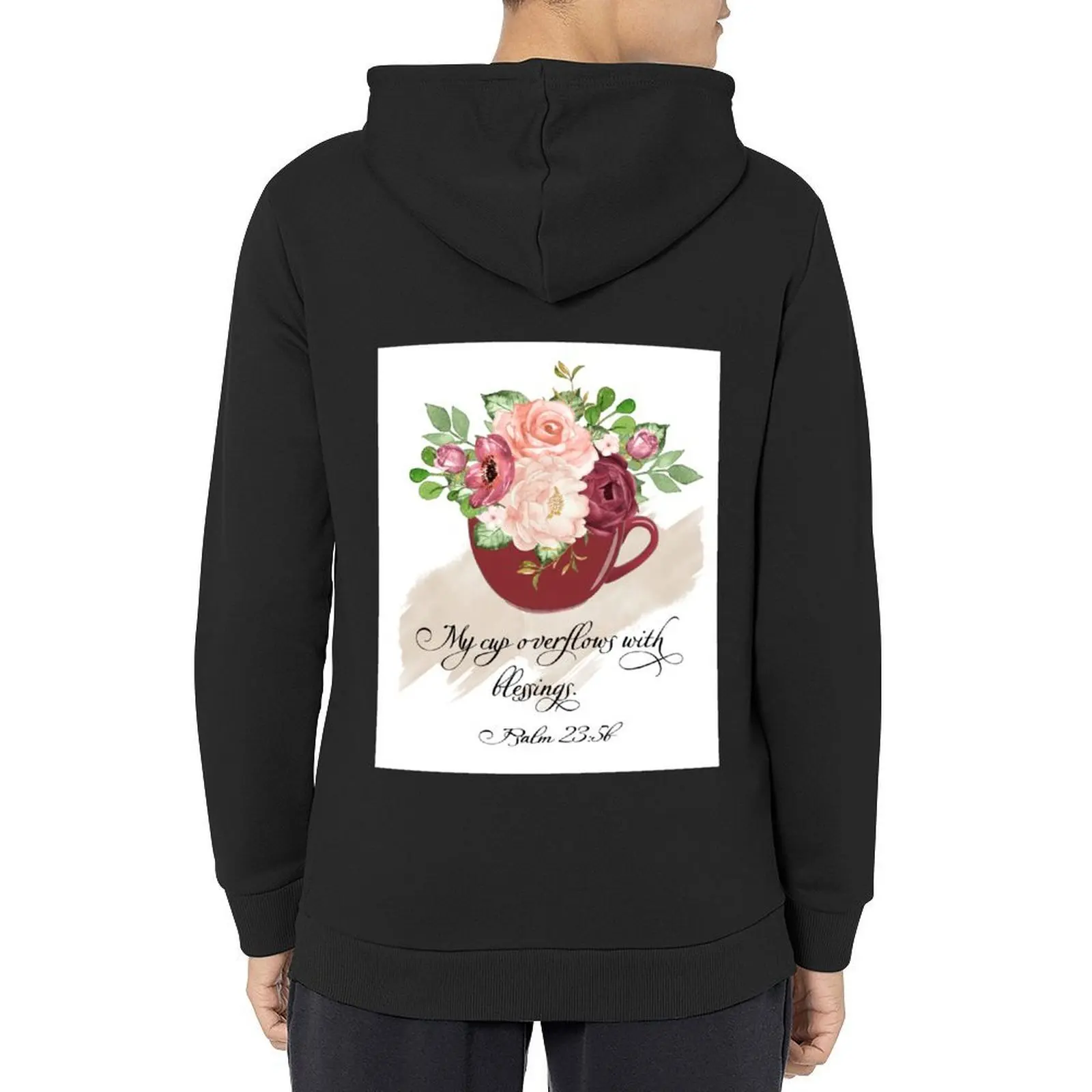 

My Cup Overflows With Blessings, Bible Verse Wall Art, Psalm 23:5, Scripture Print, Living Room Decor,Inspirational Quot Hoodie