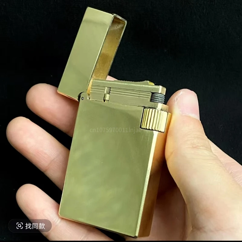 Brass Side-sliding Loud Voice High-end Kerosene Lighter Retro High-end Luxury Men's Small Gift Outdoor Practical Gadget Lighter