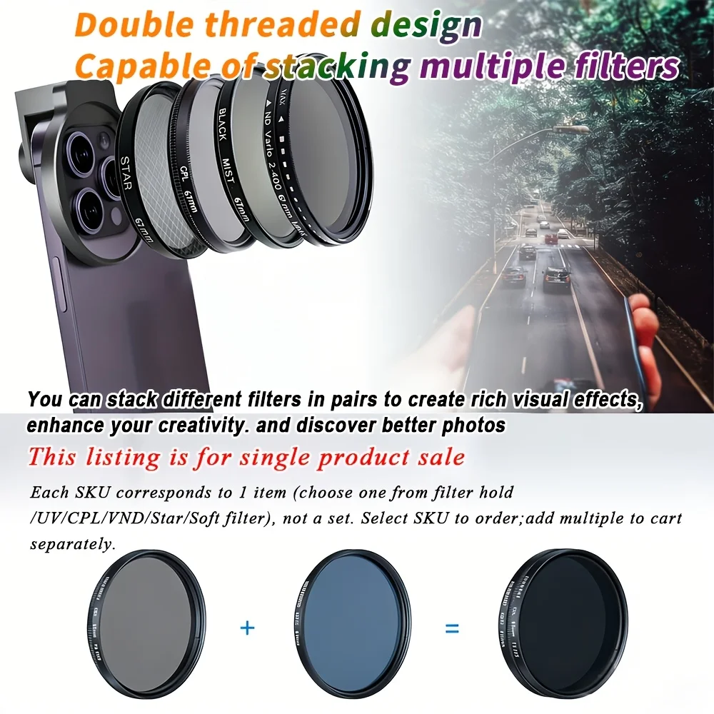 Upgraded 67MM ND CPL Metal Filter Adapter Phone Lens for iPhone 15 14 13 Pro Max Smartphone Stabilizer Photography Accessorie