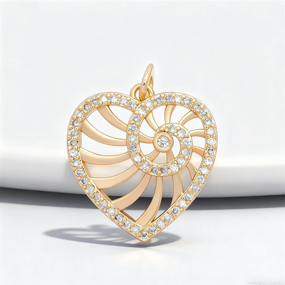 2 قطعة المعلقات النحاس شكل قلب سحر لامعة الزركون مطعمة هندسية مخرمة DIY بها بنفسك مجوهرات ل قلادة سوار صنع النساء الرجال