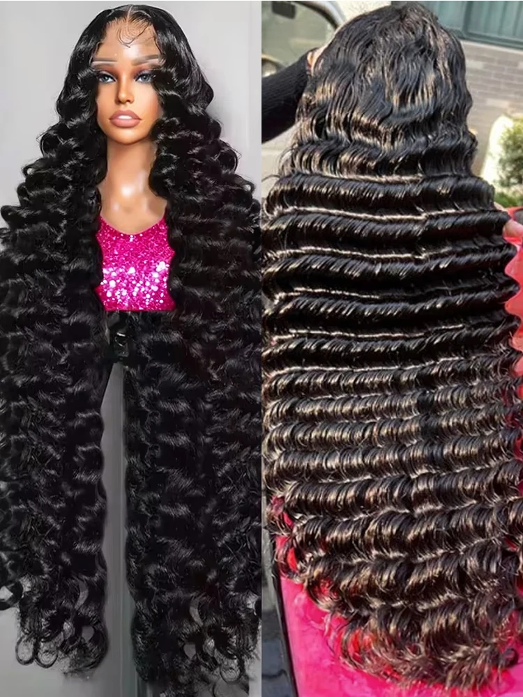 

40-дюймовый парик из натуральных бразильских волос с эффектом свободных волн, с HD-прозрачной кружевной основой 13x6 и 13x4, кудрявые парики для женщин