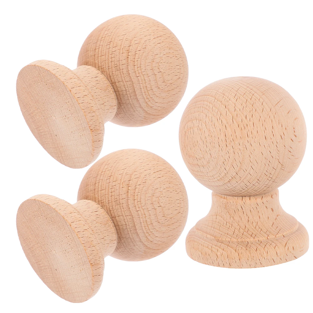 

3Pcs Solid Wood Decorative Finials Unfinished Round Ball Topper for Bed Post Staircase Curtain Rod Fence Deck DIY Craft Indoor