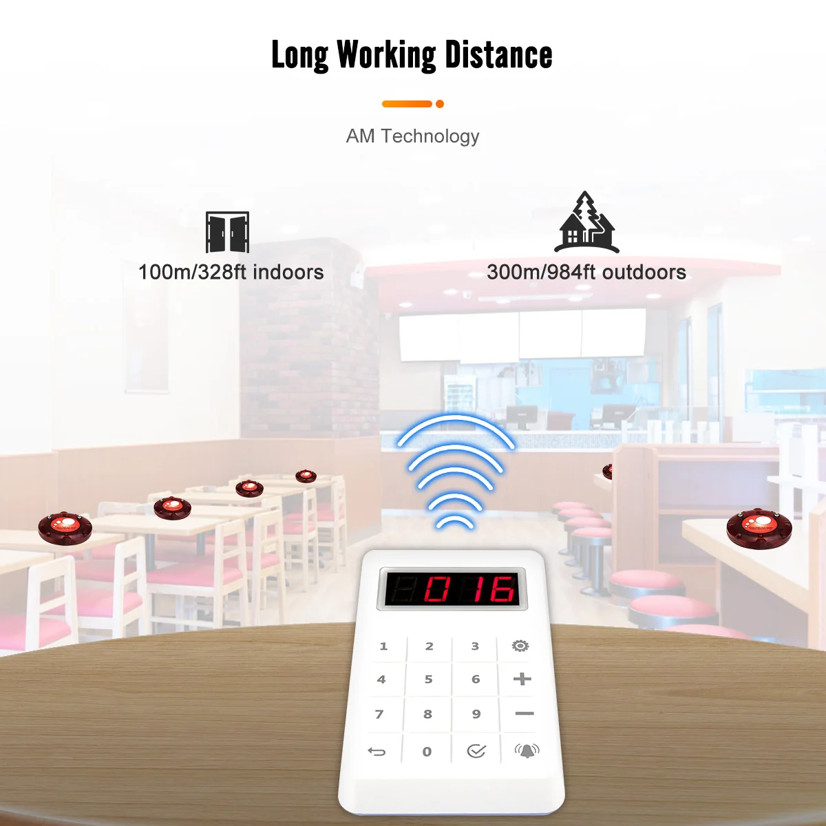 Retekess TD158 Restaurant Pager Calling System 2 Keypad 30 Coaste Buzzer Receiver Guest Queuing For Coffee Clinic Food Court Bar