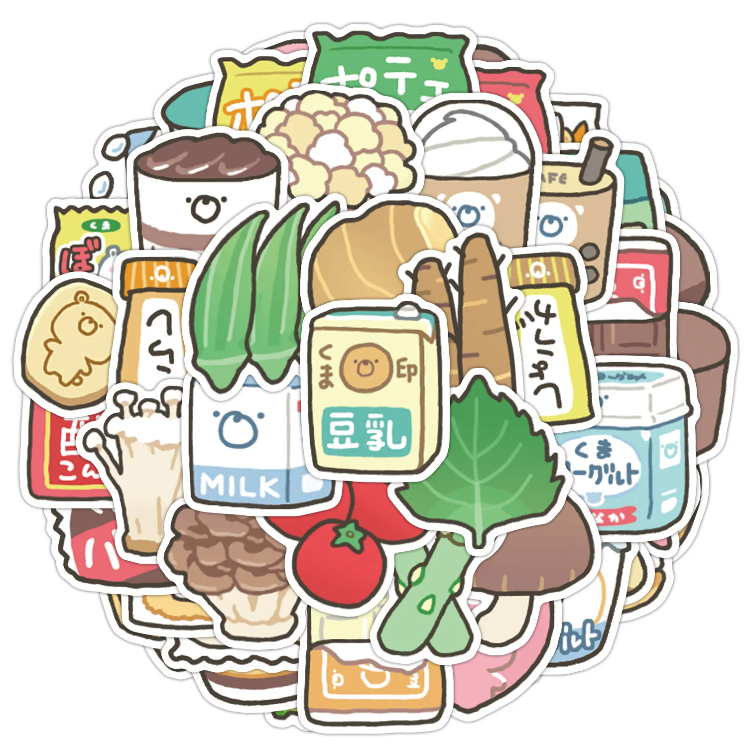 

10/30/50PCS Japanese Manga Aesthetic Cute Food Art Graffiti Stickers for Water Bottle Mobile PC Journal Stationery Travel Bag