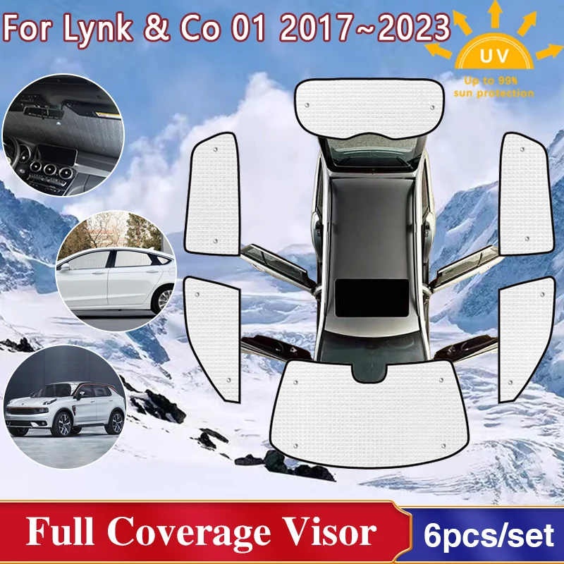 

Для Lynk Co 01 2022 Аксессуары Lynk & Co 01 2017 ~ 2023 Полное лобовое стекло Солнцезащитные козырьки Боковые окна Солнцезащитный козырек от УФ-лучей 2018 2019