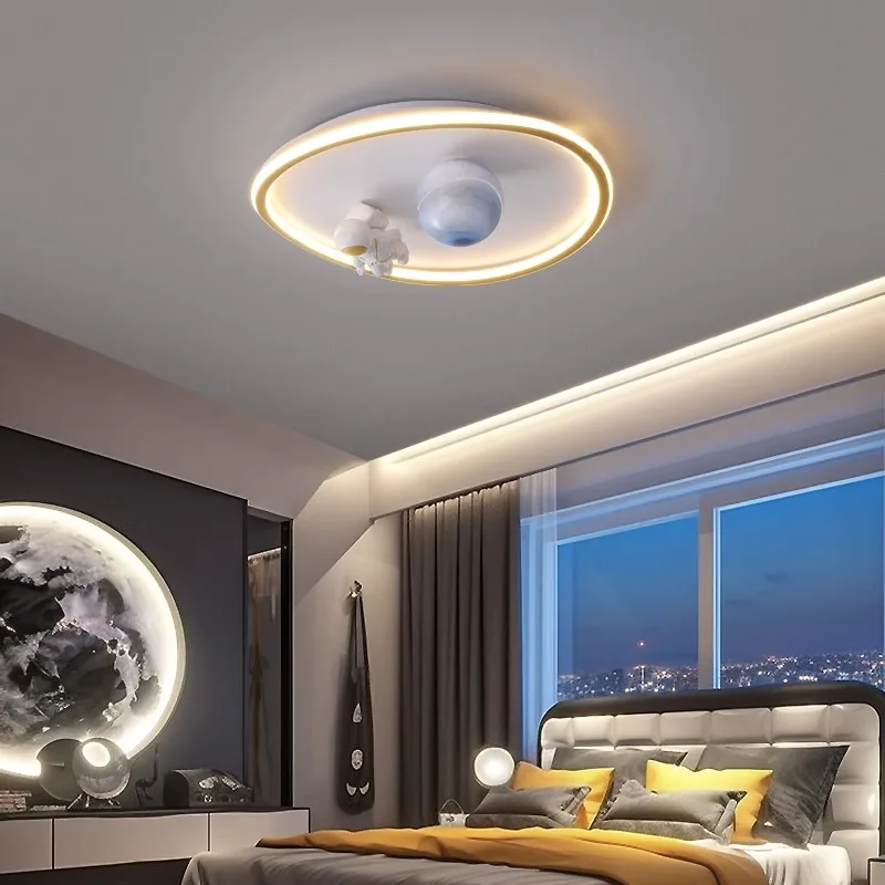 Children's Room LED Ceiling Lamp Creative Astronaut Bedroom Study LIght Modern Home Decoration Baby Cartoon Moon Planet Fixture