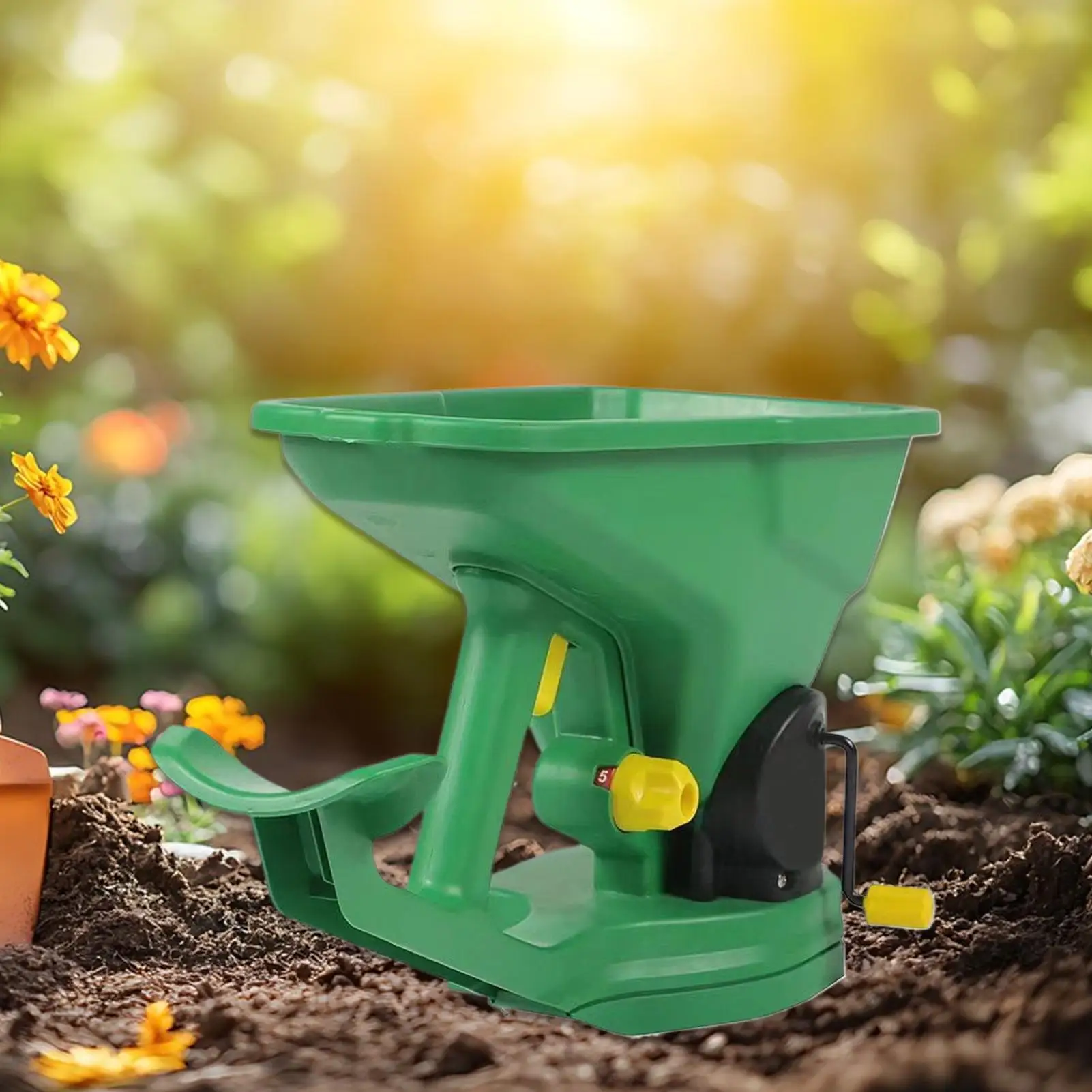 

Gardening Seed Spreader Manual Seeder 1.5L Capacity with 5 Gears Adjustable for Sowing Fertilizing Melting Snow for Garden Lawn