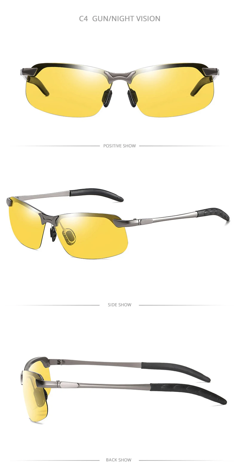 Vintage Photochrome Sonnenbrille Männer Mode Rechteck Polarisierte Sonnenbrille Männlich Fahren Chameleon Brillen Nachtsicht – Detail 14