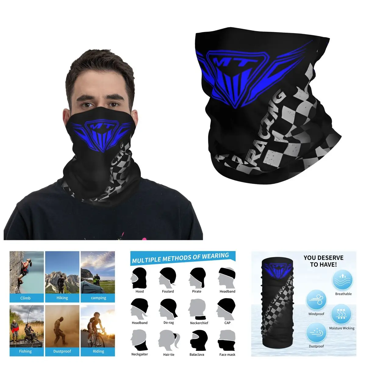 Great Motorcycle Bandana Neck Cover Printed Motor Motocross S-Yamahas Wrap Scarf Running Unisex Adult Breathable