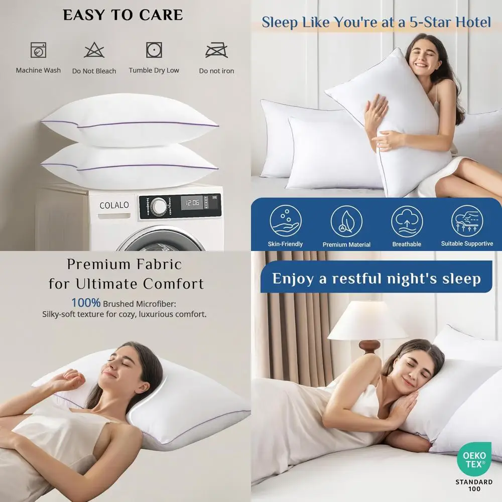 

Queen Size Pillow Set of 4: Hypoallergenic, Soft & Supportive Bed Pillows for All Sleep Positions