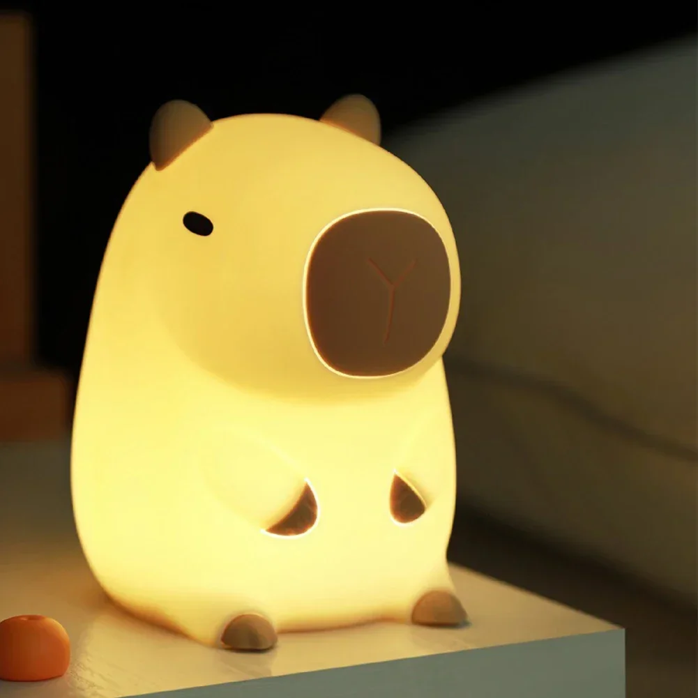 Cute Desktop Light Rechargeable Capybara Atmosphere Light Silicone Capybara Shape Nursery Lights for Children Room Decor