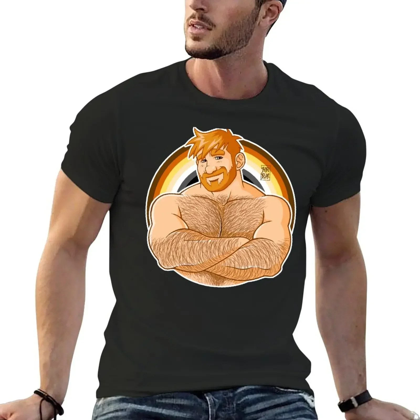 

summer clothes oversized t shirt blank t shirts mens clothing ADAM LIKES CROSSING ARMS - BEAR PRIDE - GINGER EDITION T-