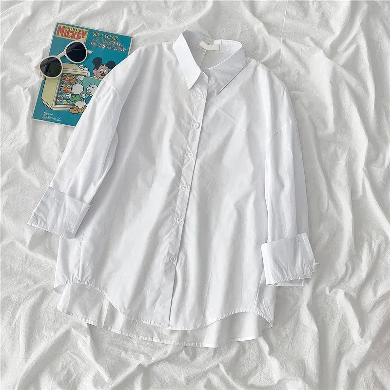 Women Blouses Office Lady Tops Pink White Blue Button Up Long Sleeve Shirt Female 2022 New Spring Korean Fashion Shirts Mujer