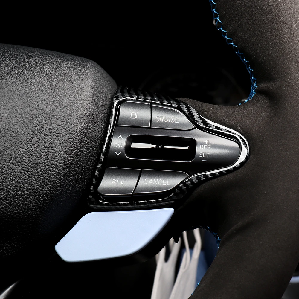 Carbonfaser-Stil Lenkradrahmenabdeckung Zierleiste Innenraumzubehör LHD/RHD für Hyundai Veloster N 2019-2023 Kona N I30N – Detail 7