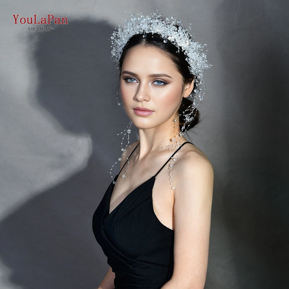 

TOPQUEEN Bridal Headband Beautiful Tassels Crystal Wedding Tiara Woman Hair Accessories Bridesmaid Girl Hairband for Party HP577