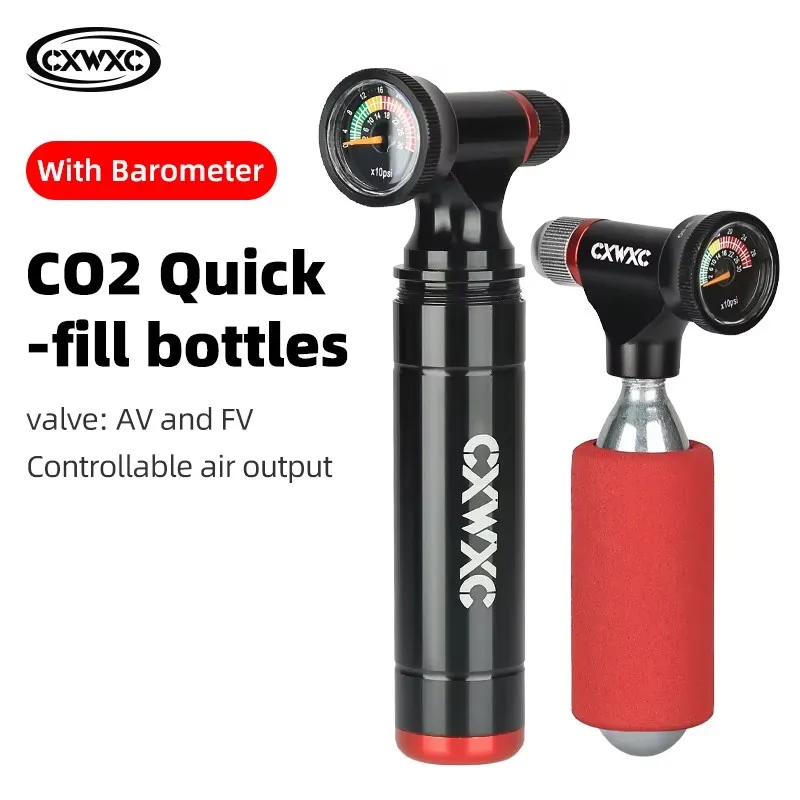 CXWXC Mini Bicycle Air Pump 130PSI MTB Road Bike CO2 Pump Aluminum Alloy Portable Cycling Tire Inflator Bicycle Accessories