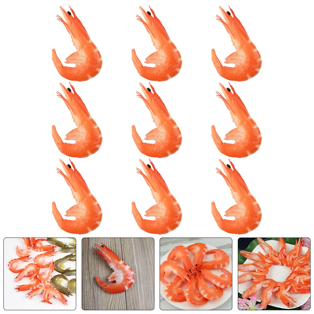 9 ชิ้นจําลองกุ้งรุ่น PVC ประดิษฐ์ปลอมอาหารสมจริงตกแต่ง Props สําหรับ Photo Shop Bright สี