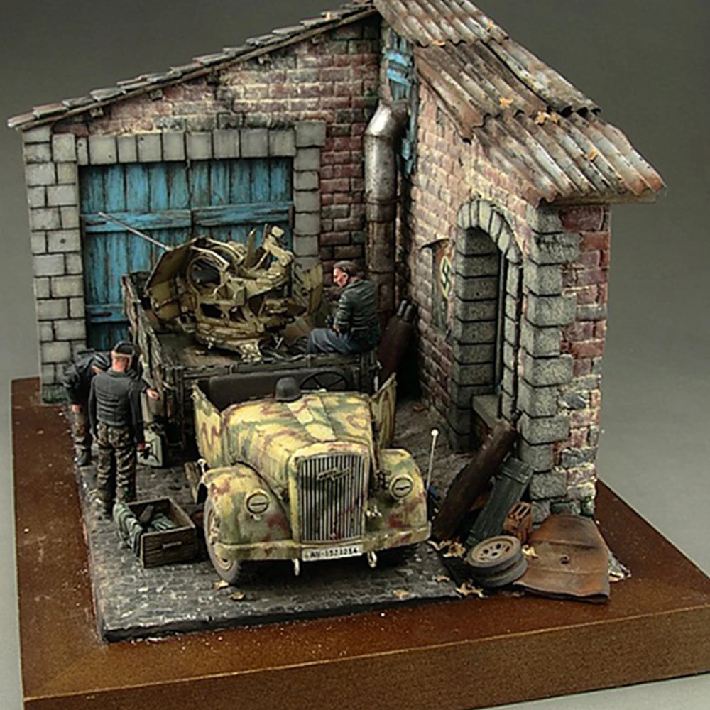 Scale 1/35 Micro Steel Shed Corrugated Tile Model Diy Military Sand Table Scene Layout Buling Landscape Diorama Materials 8Pcs