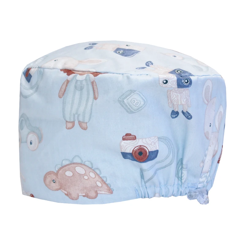 Cute Cartoon Printing Scrub Cap wygodna czapka pielęgniarki na długie włosy damska czepek chirurgiczny oddychająca dentysta nakrycie głowy do