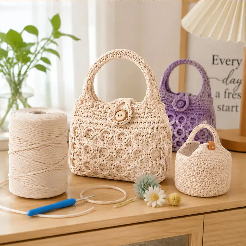 Sommer-Häkelgarn, Eisgarn, 3mm Faden für Handstrickarbeiten, Taschen, Sonnenhüte, Schuhe, gewebte DIY-Häkelkissen, mitteldick, ca. 200m – Detail 6
