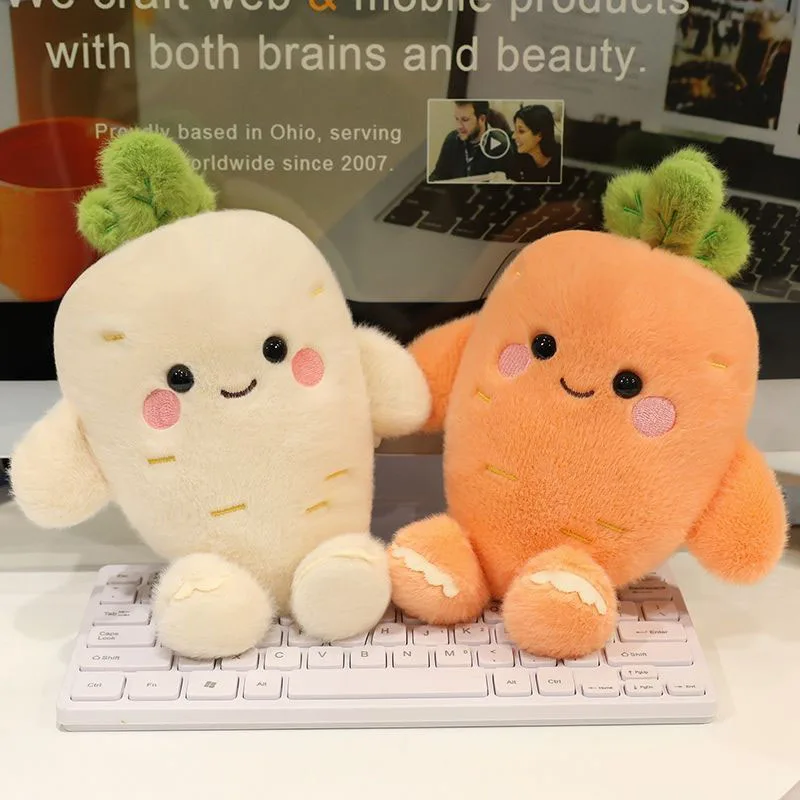 

Cute Carrot Radish Plush Toy Kawaii Vegetable Stuffed Animal Pillow Soft Plushie Doll for Birthday Gift Home Decoration Cartoon