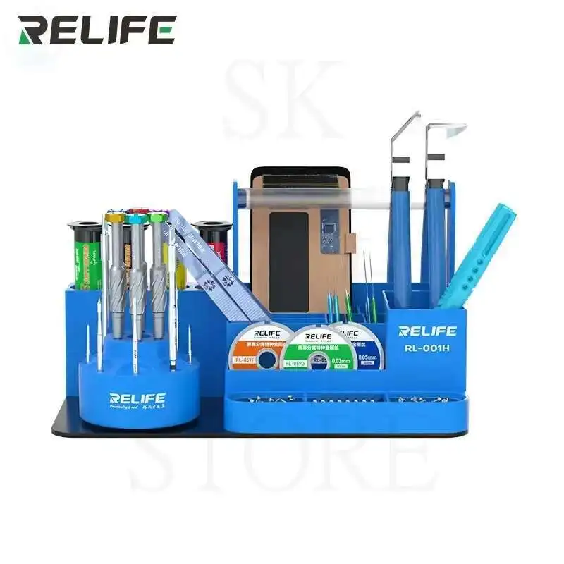 RELIFE RL-001H متعددة الوظائف الدورية الهاتف المحمول اللوحي إصلاح صندوق تخزين المفكات القصدير سلك كماشة أداة عدة PCB حامل