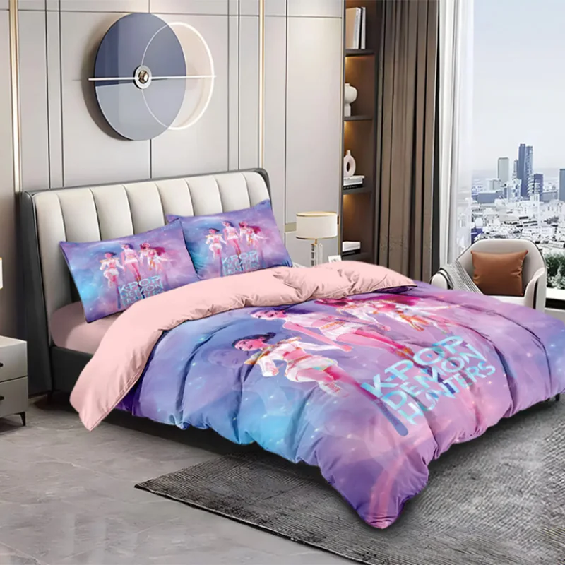 K-Pop Bedding 3pcs Set Demon Hunters Themed  other side Print Polyester Student Dormitory Duvet Cover Boys Girls Gift