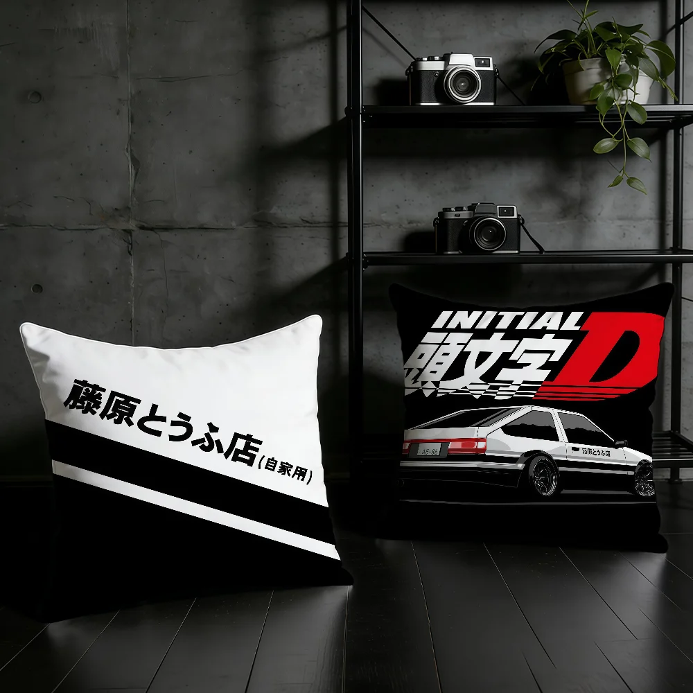 Classic Car I-Initial D cushion cover Birthday Anniversary Gifts Double Sided Printed Zipper Cushion Cover Soft Skin Bedding