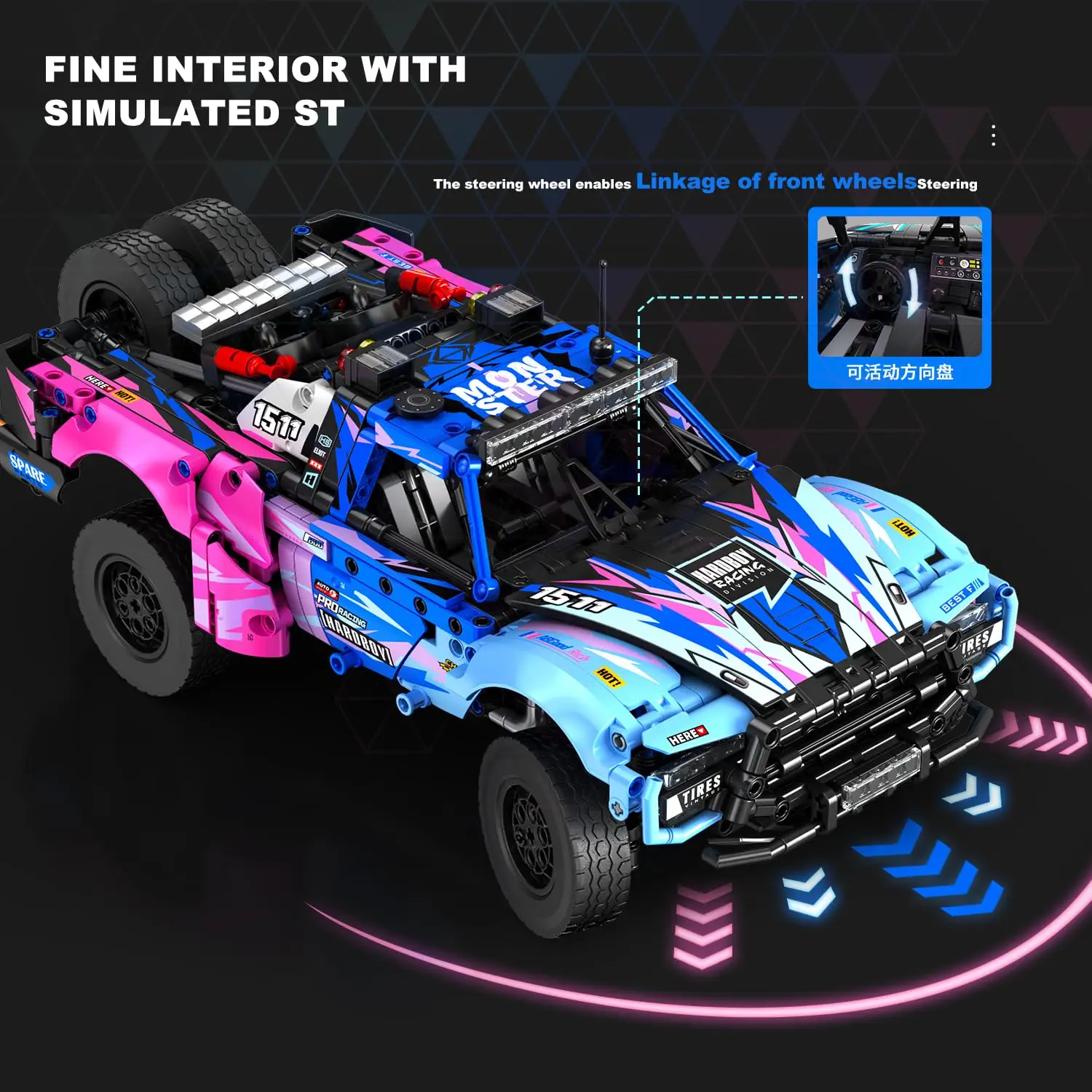 Ahli Teknis Model Mobil Olahraga Off-Road Blok Bangunan Batu Bata Kendaraan Balap Super Mekanis Kota Mainan MOC untuk Hadiah Anak-anak