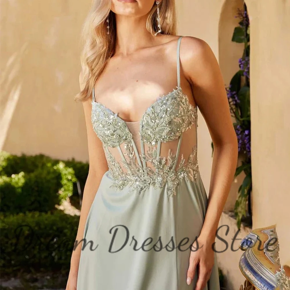 Robe de soirée d'été pour femme, bretelles spaghetti, forme trapèze, fente latérale, dos ouvert, fermeture éclair, banquet