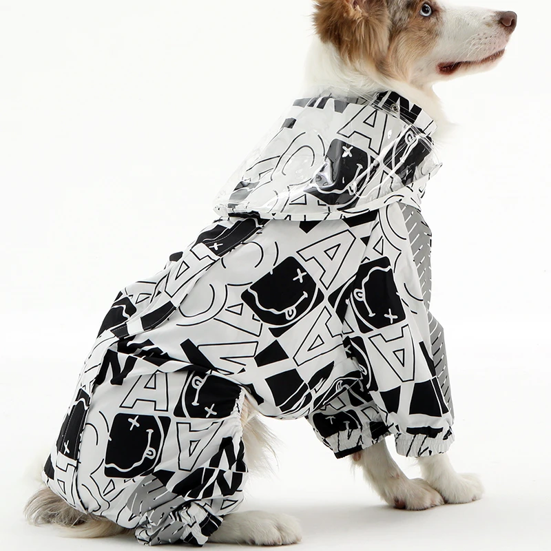 Large Dog Raincoat Border Collie Cloak Puppy Waterproof Dog Clothes Reflective Pet Windproof Rainproof Hooded Raincoat for Dog