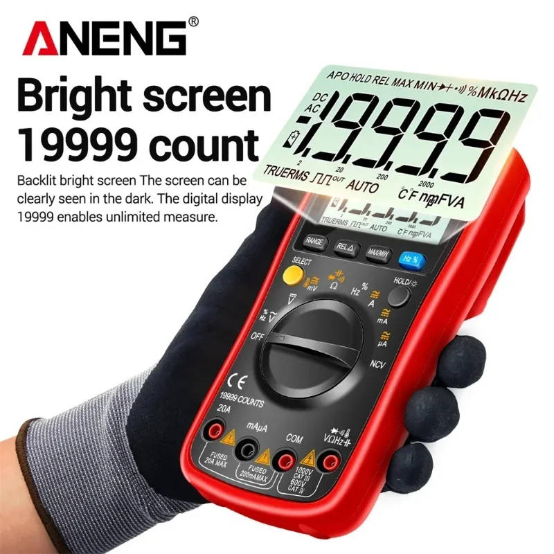 ANENG AN870 Smart Multimeter Digital Profesional 19999 Counts AC Voltage Tester Current NCV Capacitance Resistance Ohm Test Tool view 2