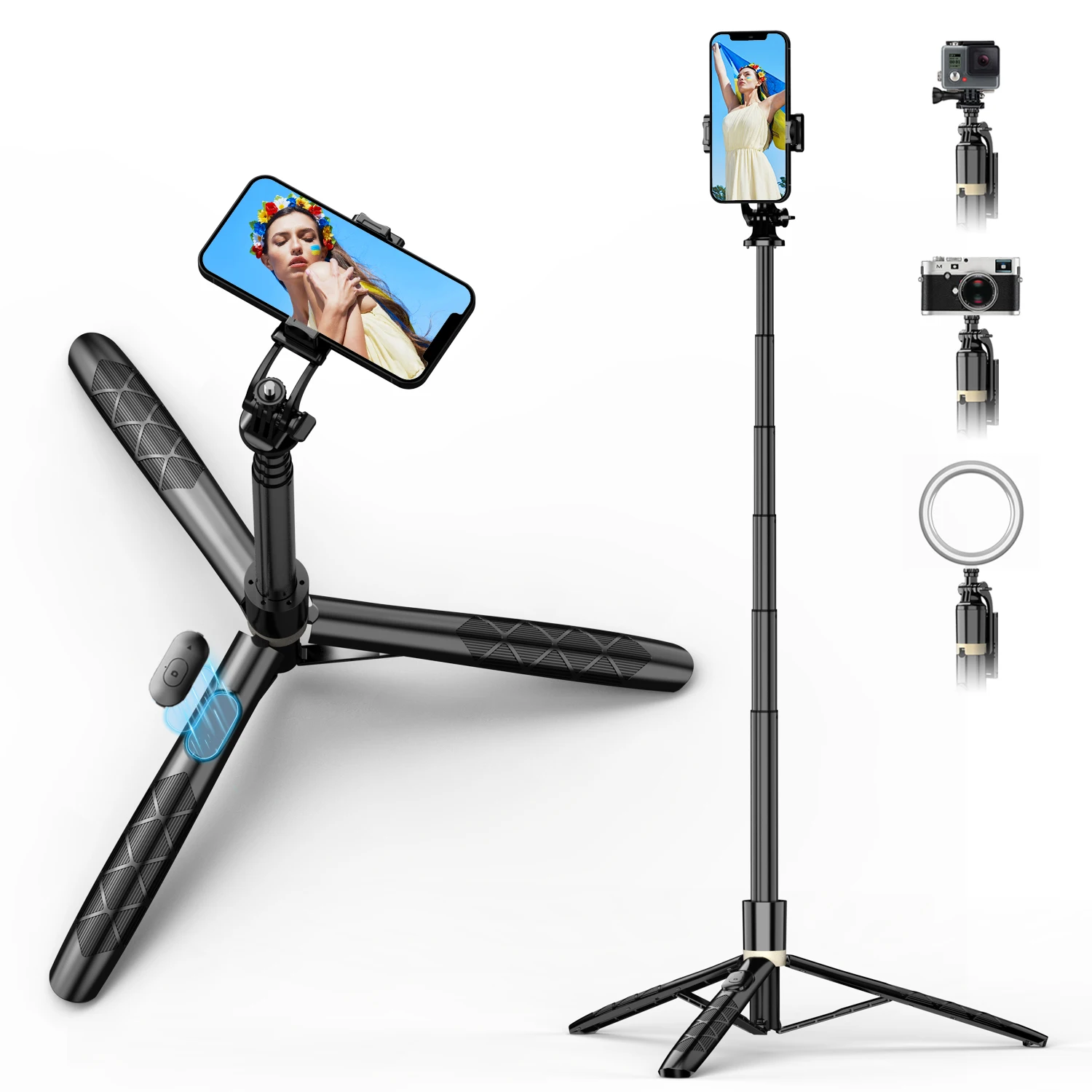 

Selfieshow Q16 Wireless Selfie Stick Tripod Stand Foldable Monopod For Gopro Action Cameras Smartphones Steady Shooting Live