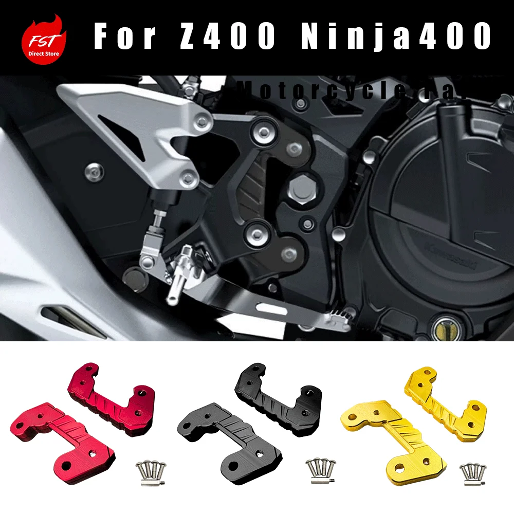 Fit for  Z400 Ninja400 Footpeg Riser, Rearward Offset Bracket, CNC Aluminum Alloy Heightening Adapter Kit