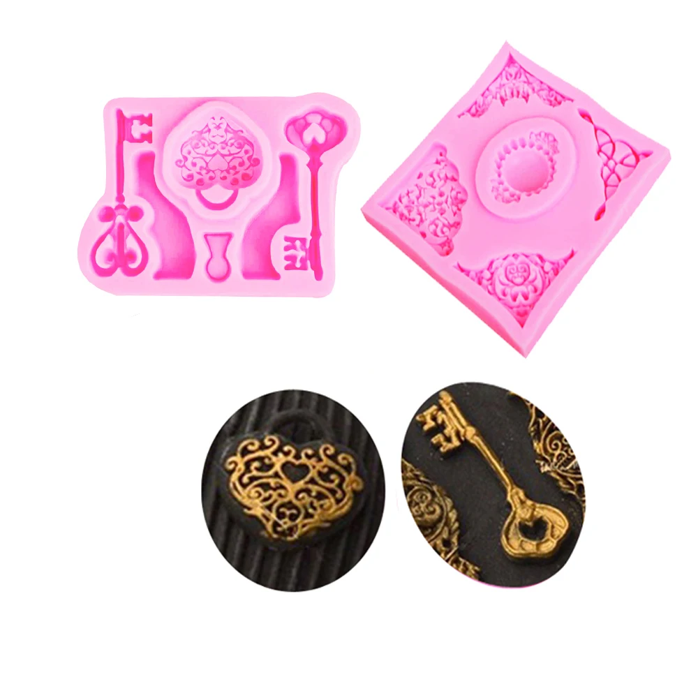 Key Diamond Silicone Molds For Chocolate Valentines Mold Sweets Desserts Ice Removable Mold For Pastry Round Cake Confectionery