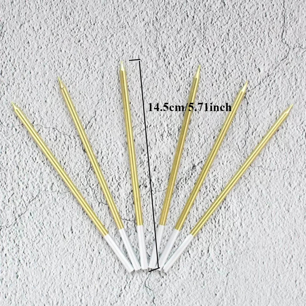 6 stücke Lange Bleistift Geburtstag Kerze Kuchen Dekorieren Lieferungen Kreative Party Bunte Kerze Kuchen Topper Set Backen Dekorationen Werkzeug – Detail 8