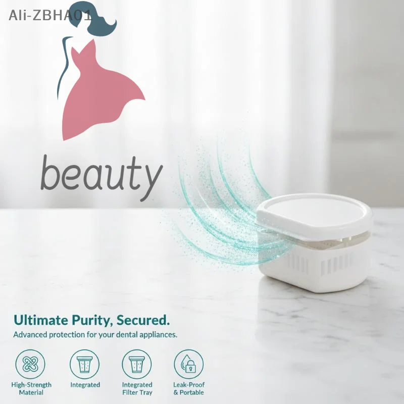Multi Color Denture Bath Case Leak Proof Lid And Drain Basket For Retainer Storage Oral Care Travel