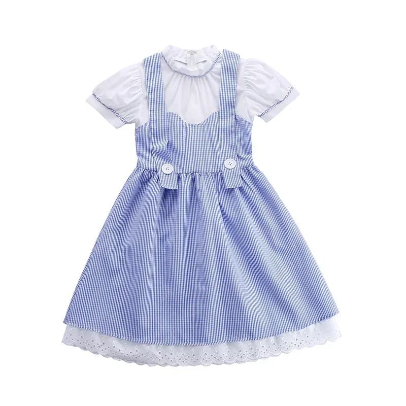 Costume de Magicien d'Oz Doritory pour Femme, Tenue de Conte de Fées Rick, Robe Vichy Bleue, Costumes d'Halloween pour Bol, Enfants, S M L Xl M17