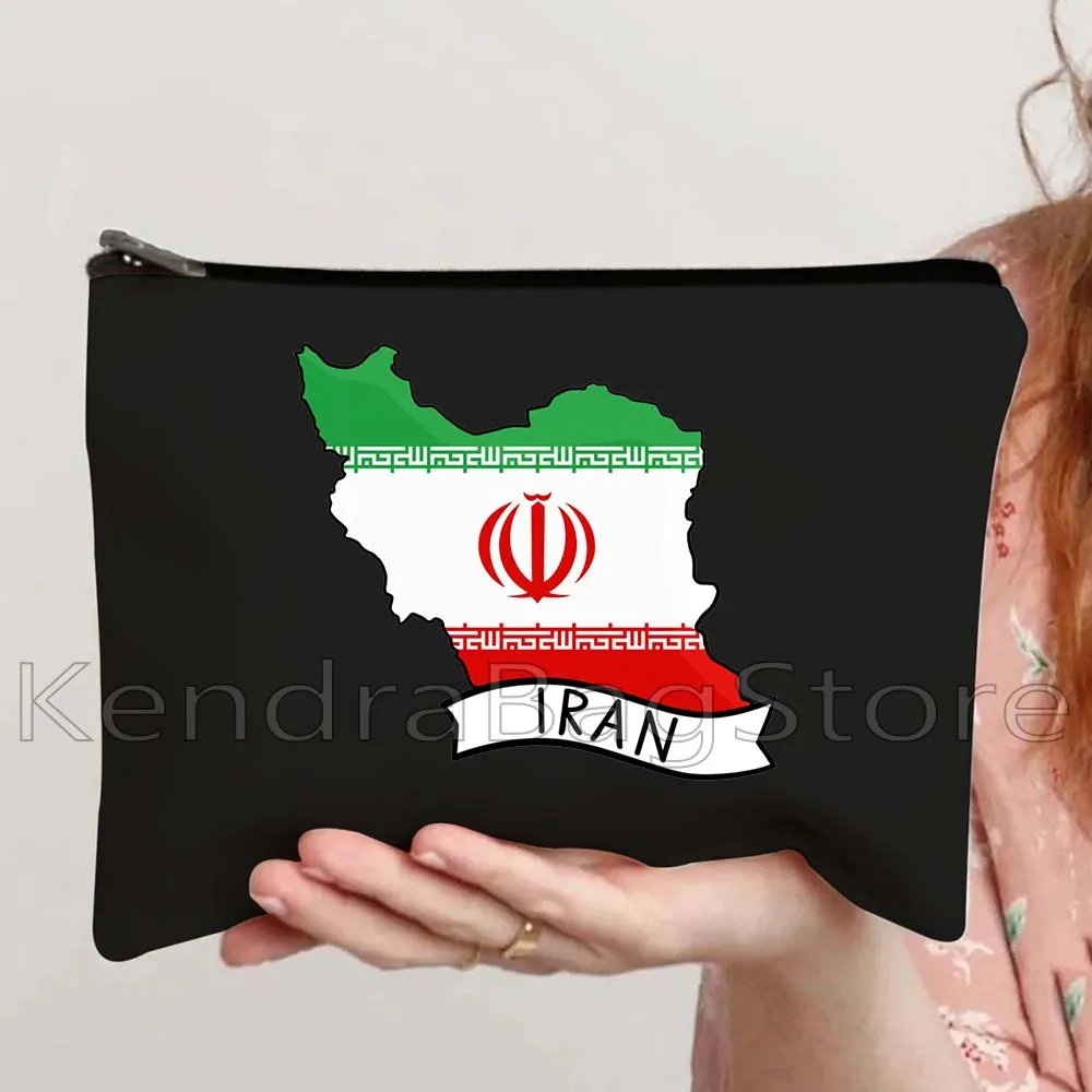 أيسلندا إيران أيرلندا إيطاليا جورجيا اليونان لاتفيا المكسيك كولومبيا رواندا العلم خريطة قماش مستحضرات التجميل ماكياج المرحاض حقيبة الحقيبة